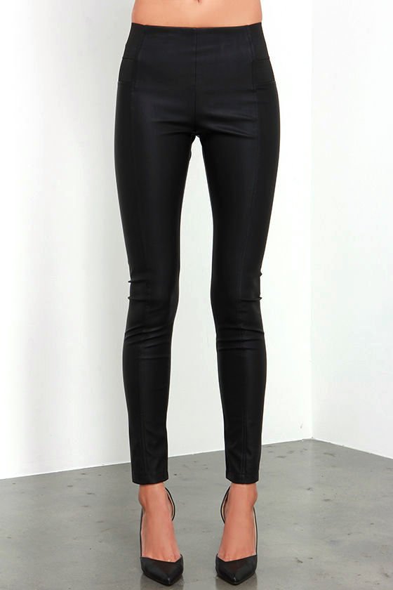 vegan leather wide leg pants