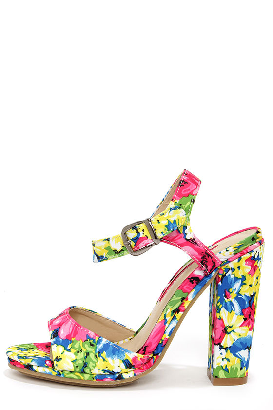 Cute Floral Print Heels - High Heel Sandals - $47.00 - Lulus