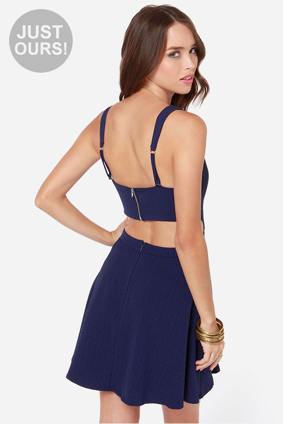 Cute Navy Blue Dress - Skater Dress - Backless Dress - $49.00 - Lulus