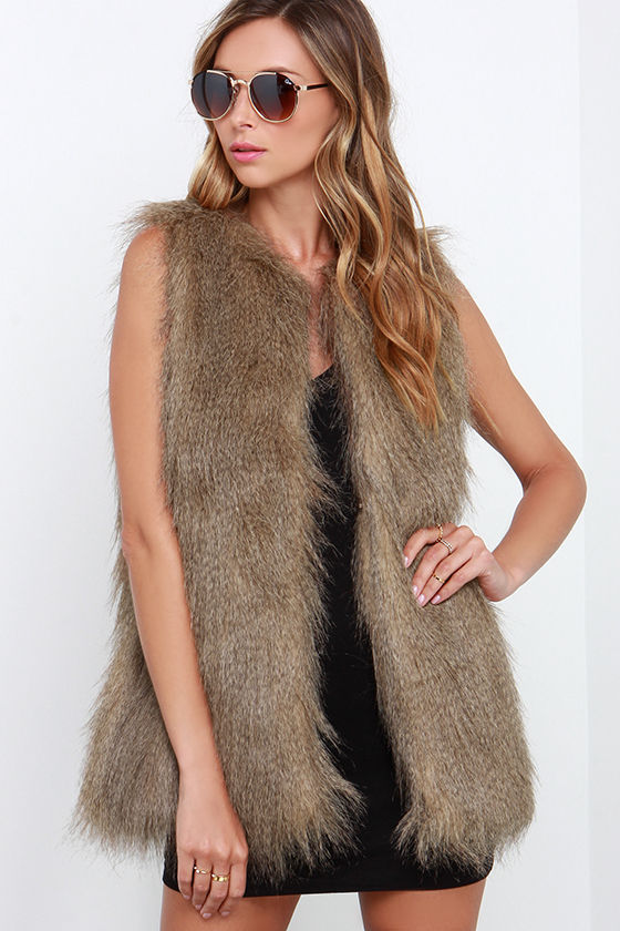 Black Swan Flurry of Fun Brown Faux Fur Vest