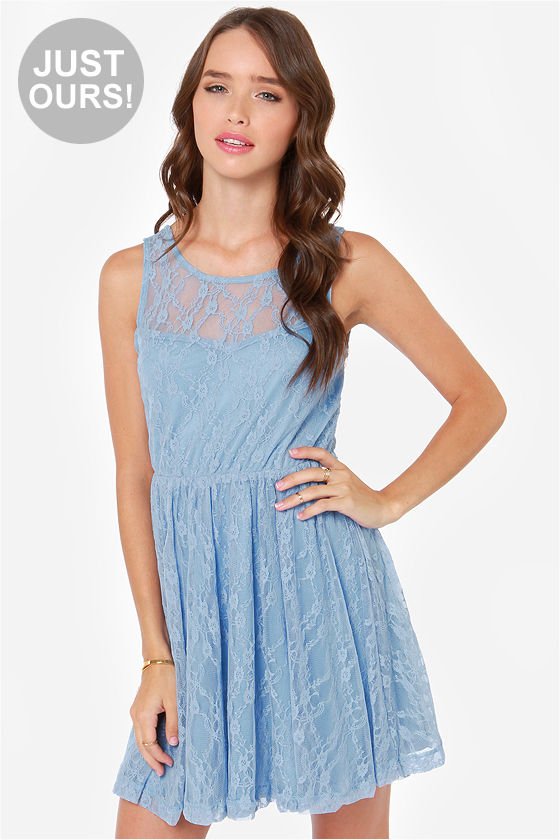 LULUS Exclusive Little Lady Periwinkle Blue Lace Dress