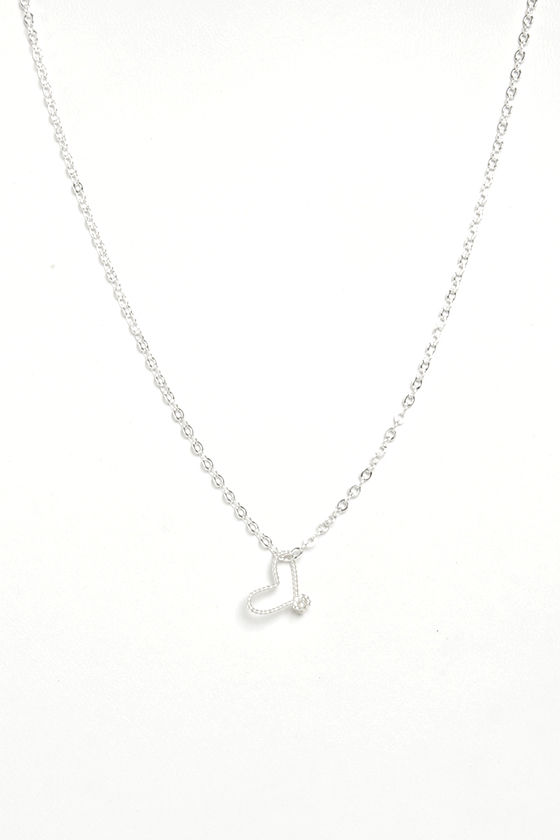 Cute Heart Necklace - Silver Necklace - $26.00 - Lulus