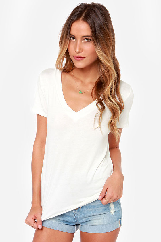 Cute Ivory Top Ivory Tee White Tee 25.00 Lulus
