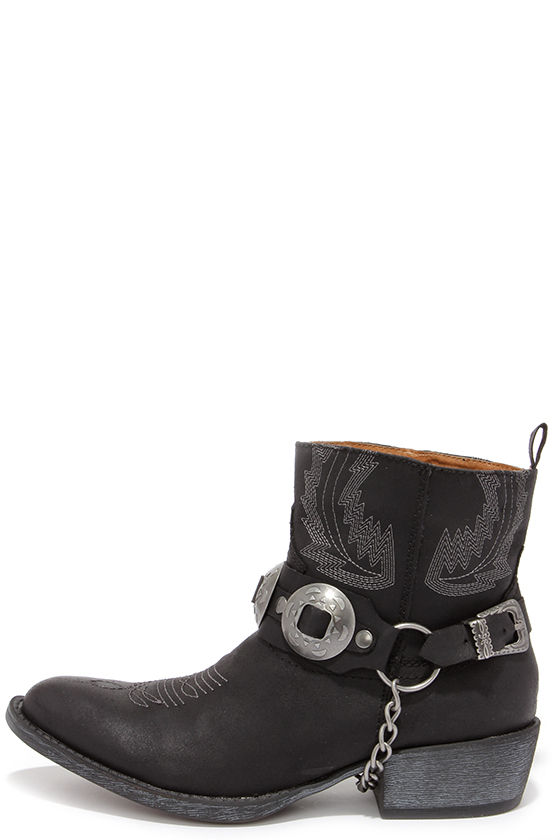 Coconuts Hoss Black Harness Ankle Boots