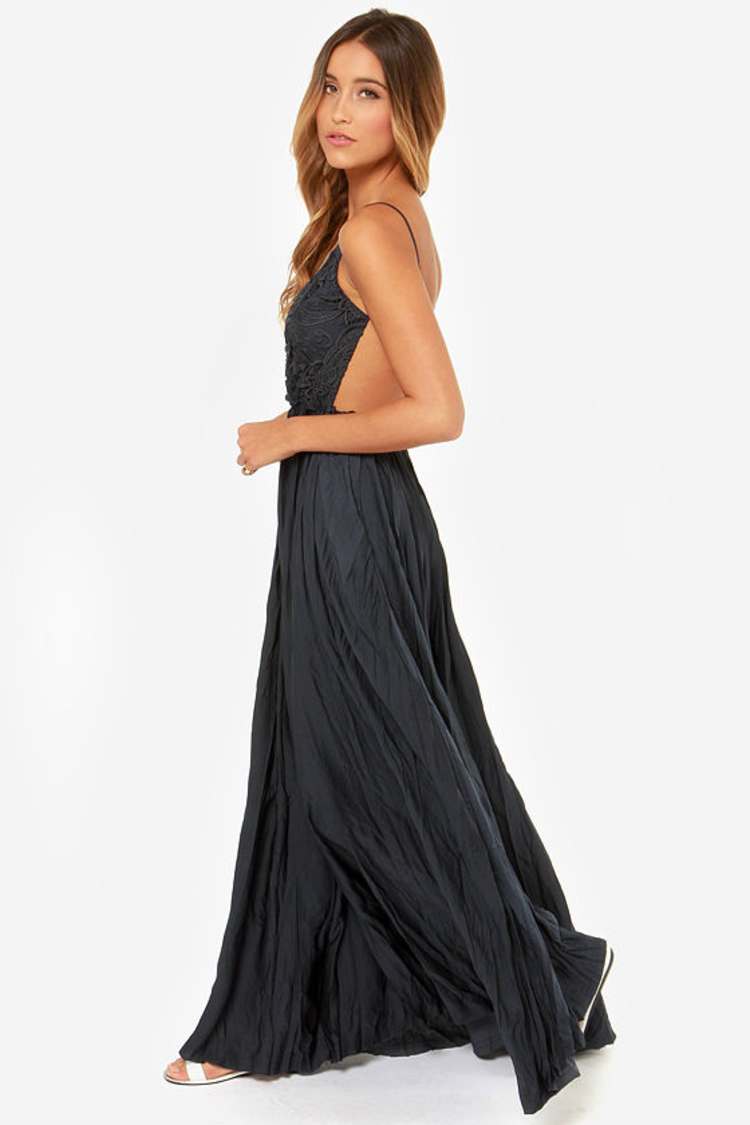 Pretty Navy Blue Dress - Crocheted Dress - Maxi Dress - $107.00 - Lulus