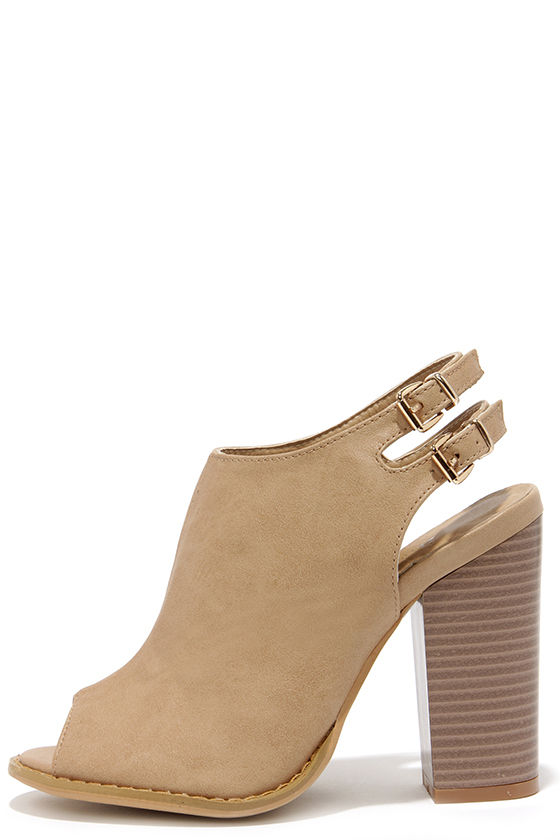 Cute Beige Booties - Peep-Toe Booties 