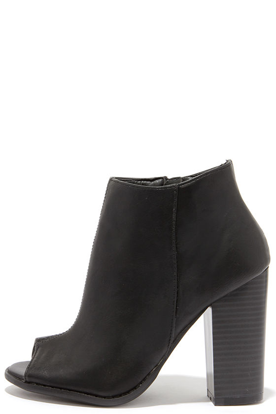 open toe black boots