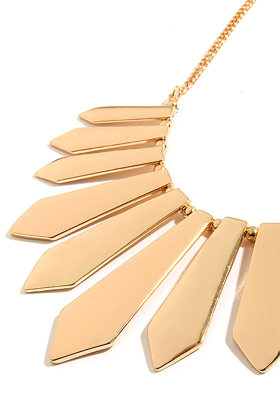Pretty Gold Necklace Fan Necklace Bib Necklace 14.00