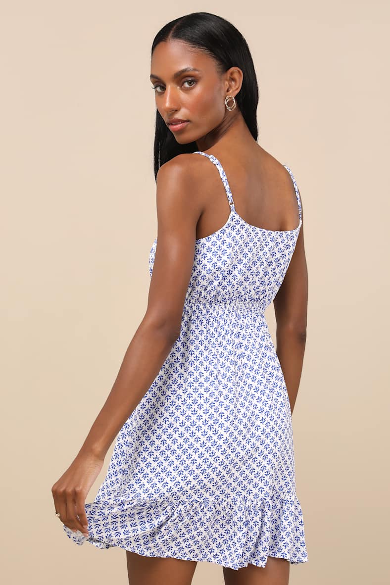 Grecian Getaway Blue and White Print Mini Dress