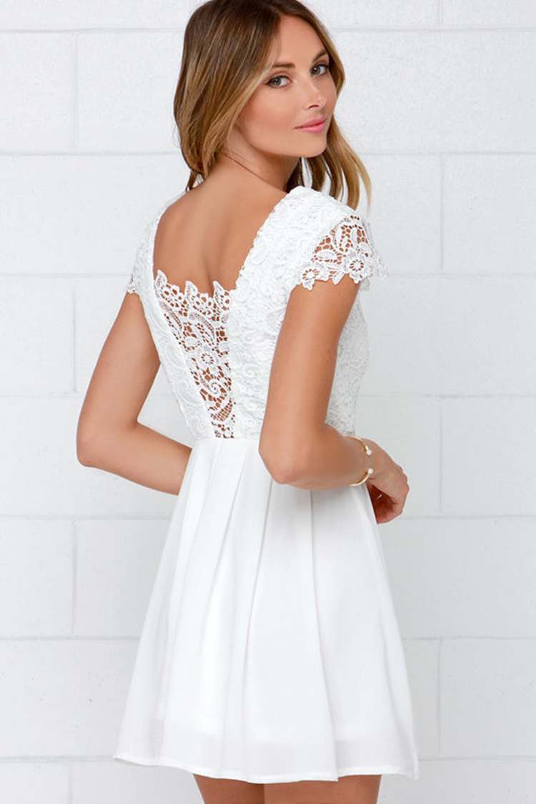 Beautiful Ivory Dress - Lace Dress - Fit and Flare Dress - $54.00 - Lulus