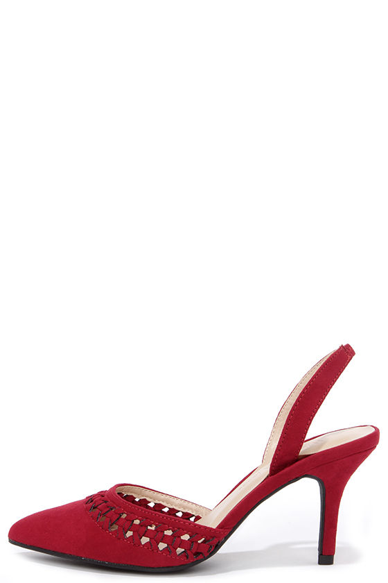 Cute Red Heels - Slingback Heels - Kitten Heels - $25.00 - Lulus