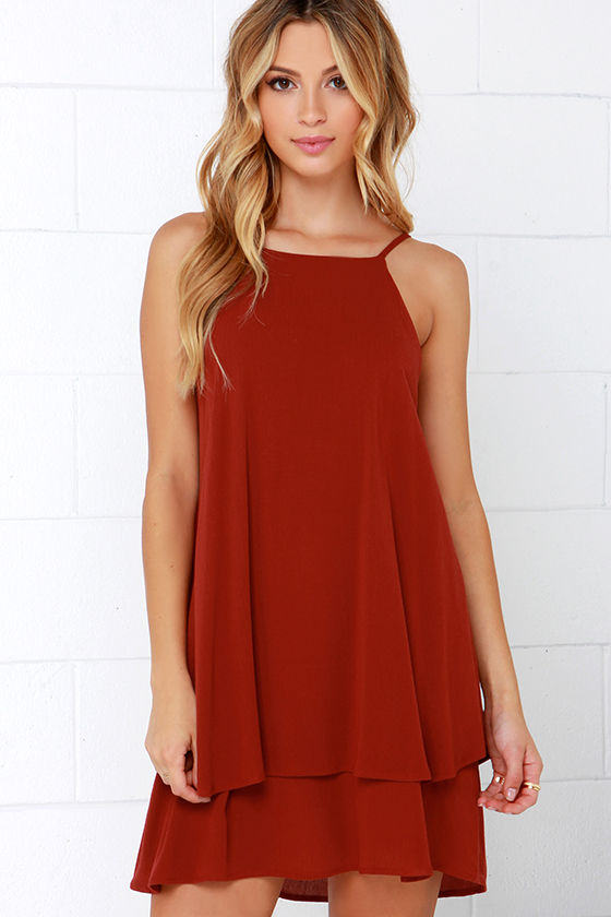 red rust dress