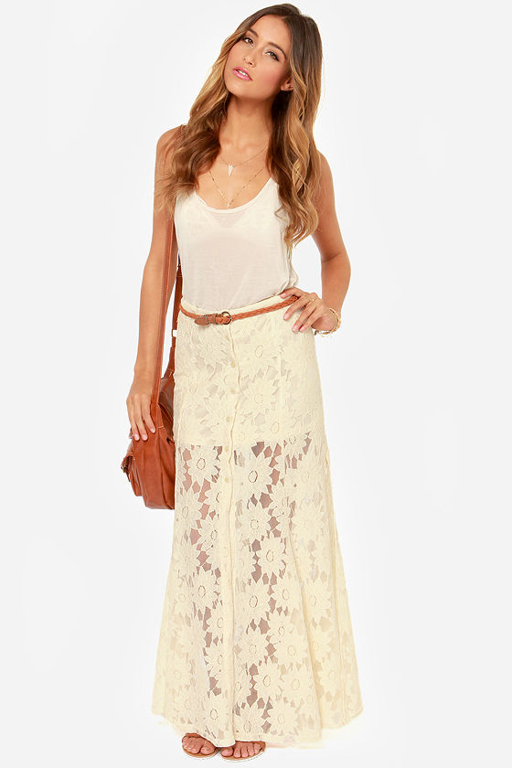 Pretty Lace Skirt - Maxi Skirt - Cream Skirt - $49.00 - Lulus
