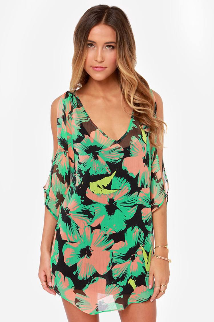 Volcom Strand Green Print Dress