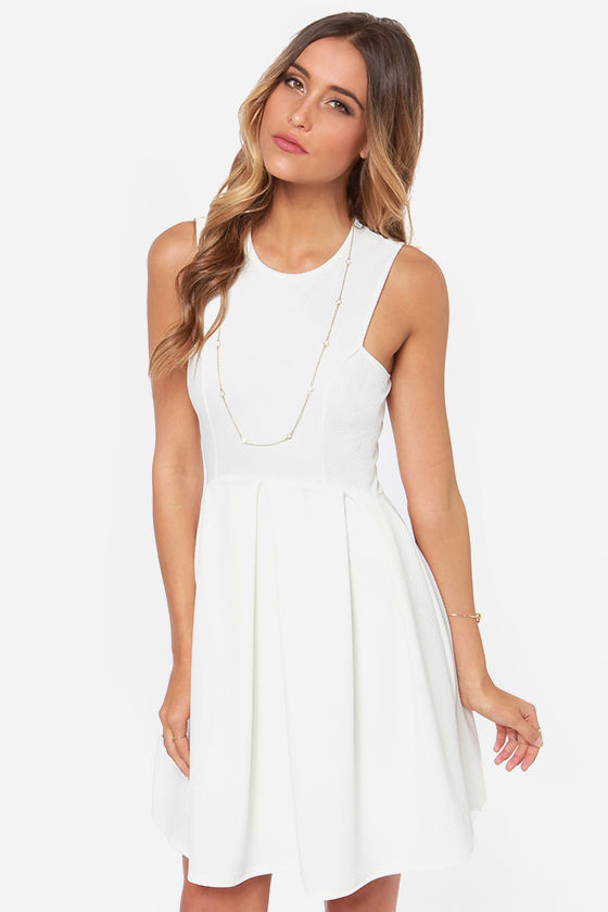 Pretty Ivory Dress - Skater Dress - Pleated Dress - $47.00 - Lulus