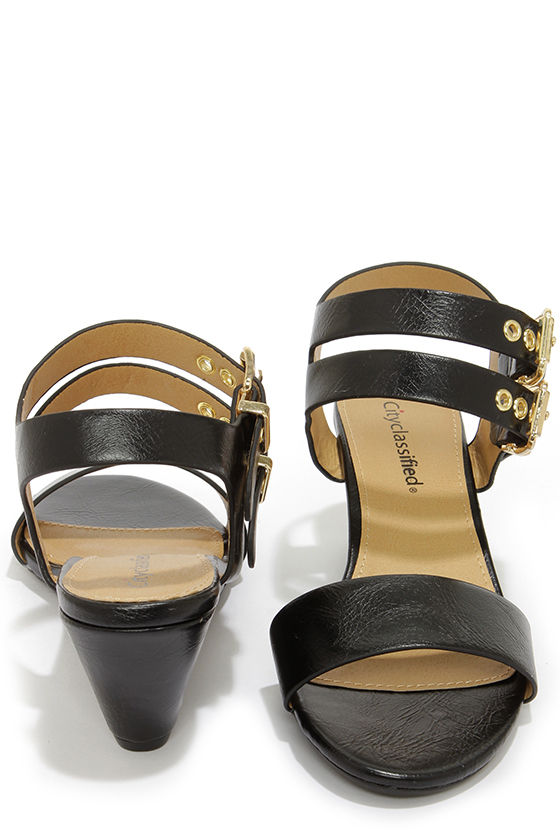 Cute Black Sandals - Wedge Sandals - $23.00