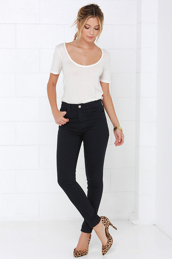 navy blue jeans women's