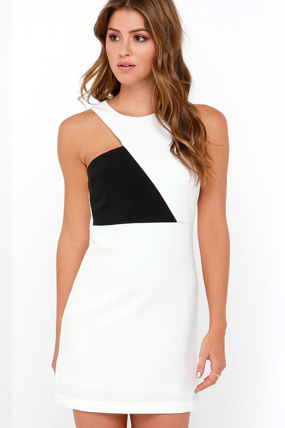 Sleek Ivory Dress Black and Ivory Dress Sleeveless Dress 48.00