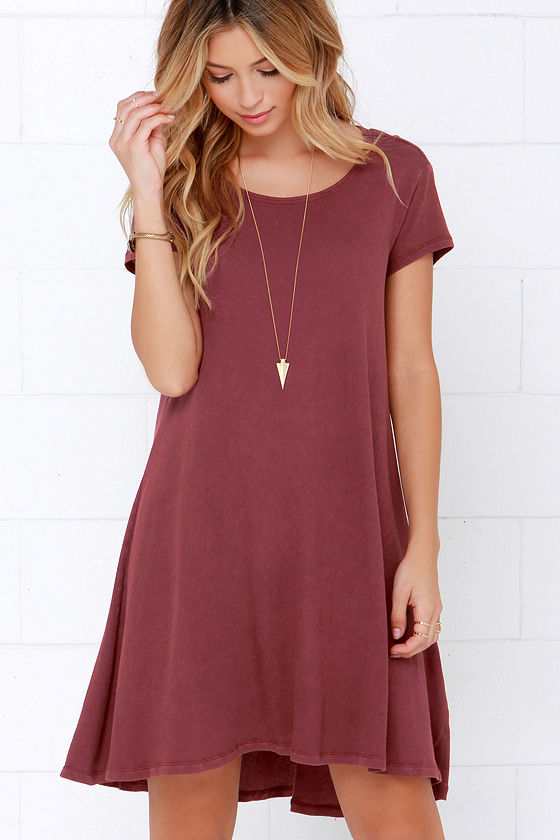 Maroon Dress - Swing Dress - Short Sleeve Dress - $44.00 - Lulus