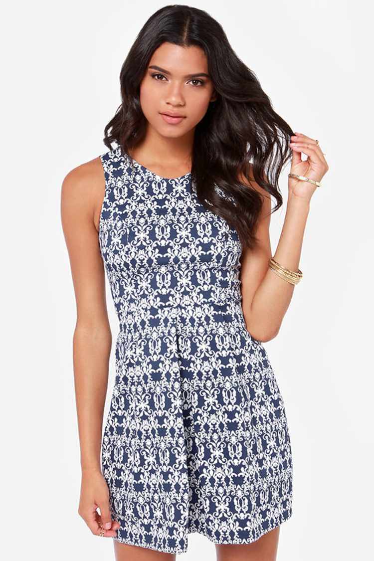 women blue damask dress Aegean Apparel Hacci Zip Robe