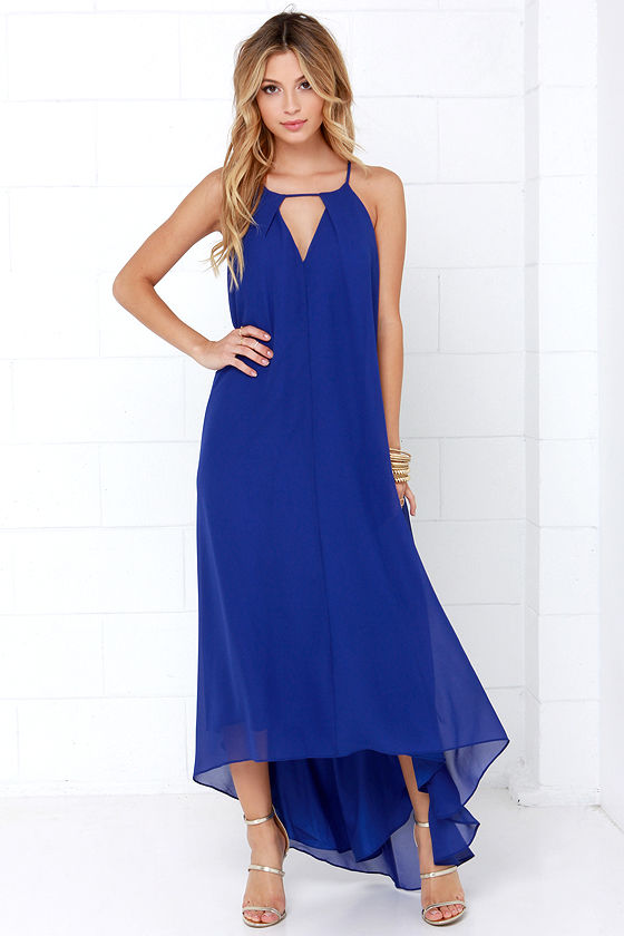 Beautiful Royal Blue Dress - High-Low Dress - Keyhole Dress - $93.00