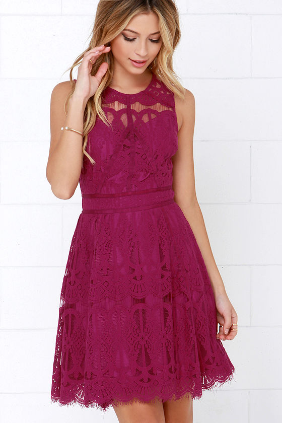 Magenta Dress - Lace Dress - $115.00 - Lulus