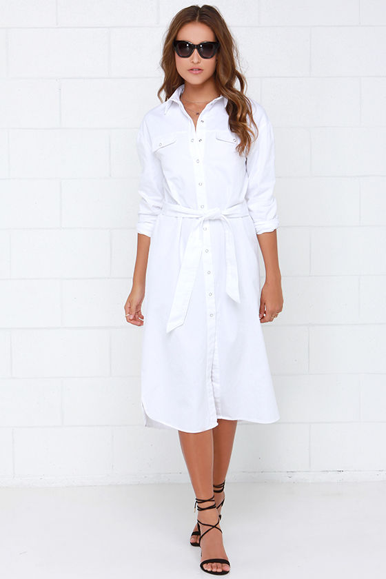 white button shirt dress