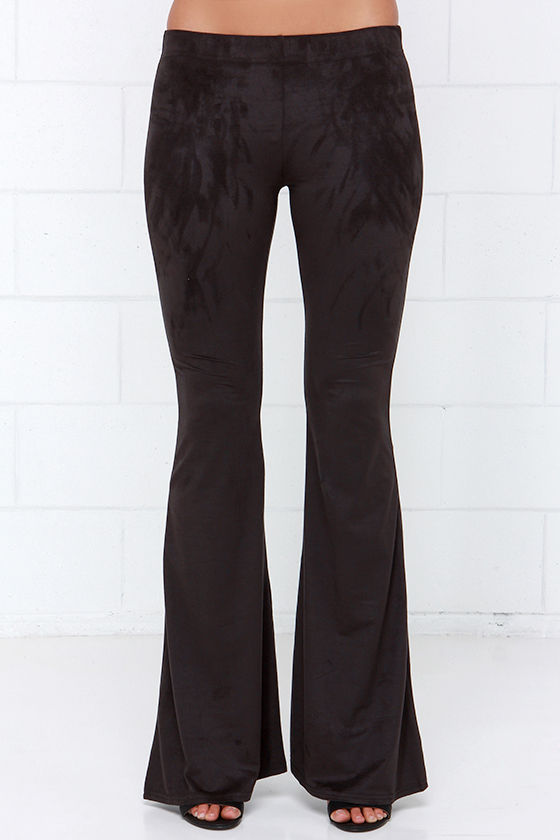 Cool Washed Black Pants - Vegan Suede Pants - Flare Pants - $39.00