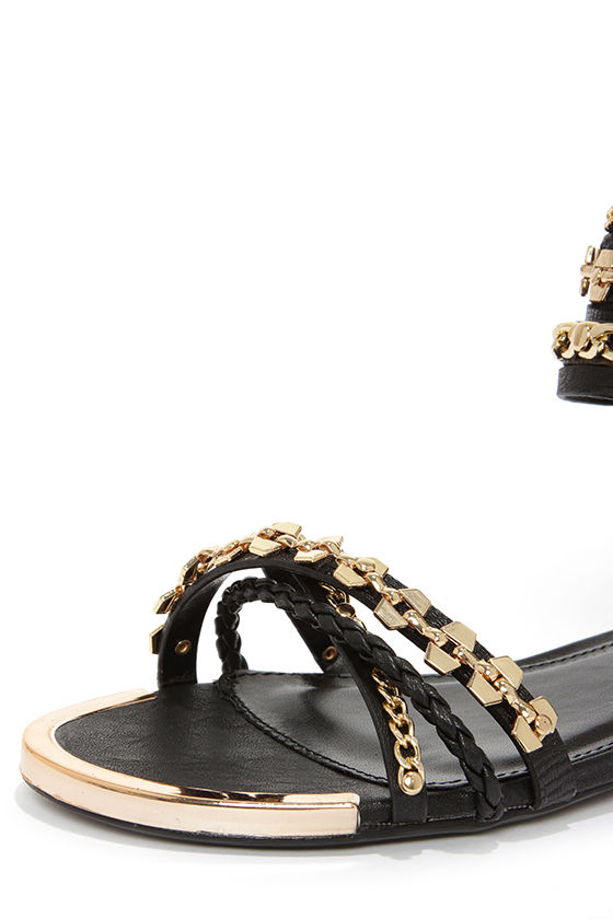 Cute Black Sandals - Ankle Strap Sandals - $79.00