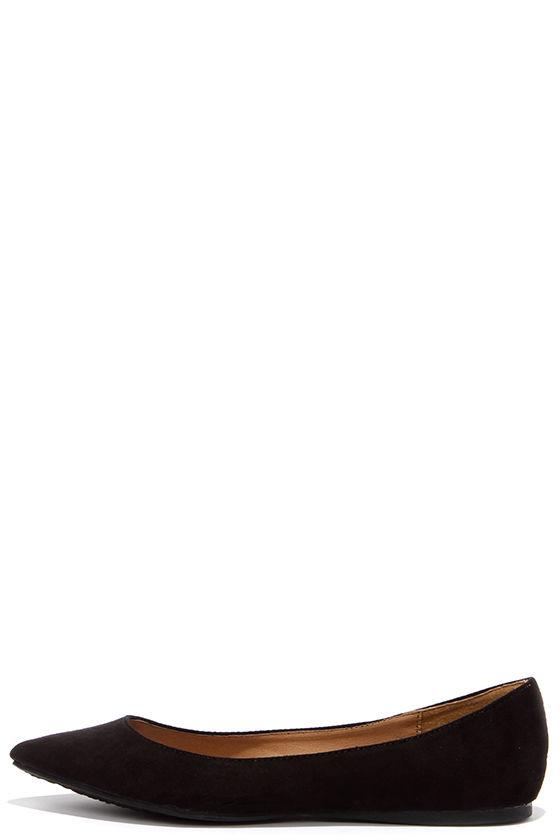 black suede pointed flats