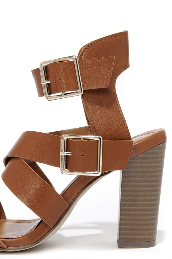 tan caged heeled sandals