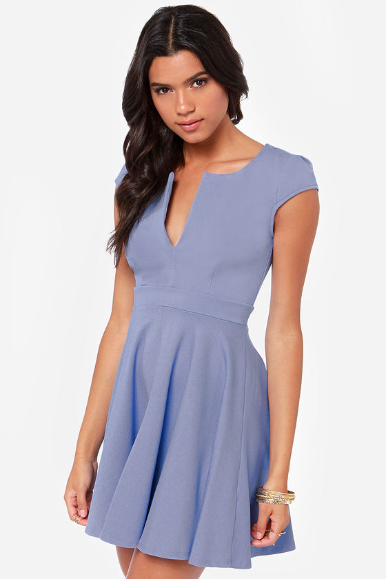 Cute Periwinkle Dress - Blue Dress - Skater Dress - $45.00
