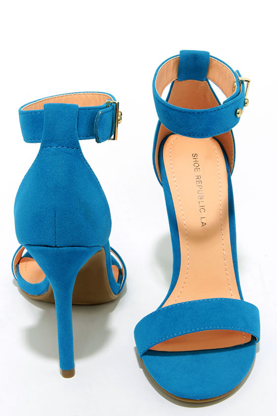 Play It Cool Turquoise Suede Ankle Strap Heels