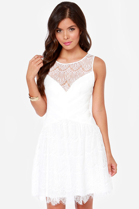 Lovely Ivory Dress - Lace Dress - Eighties Dress - $69.00 - Lulus