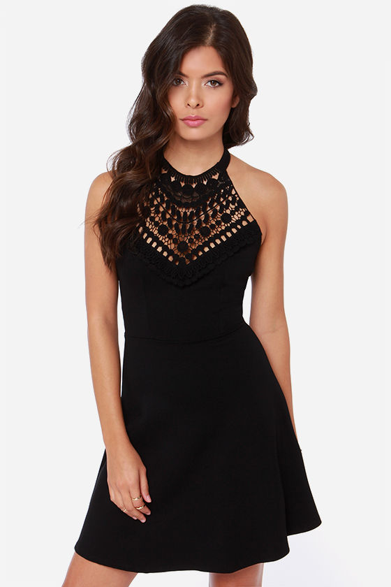 Lovely Black Dress - Halter Dress - Lace Dress - $40.00 - Lulus
