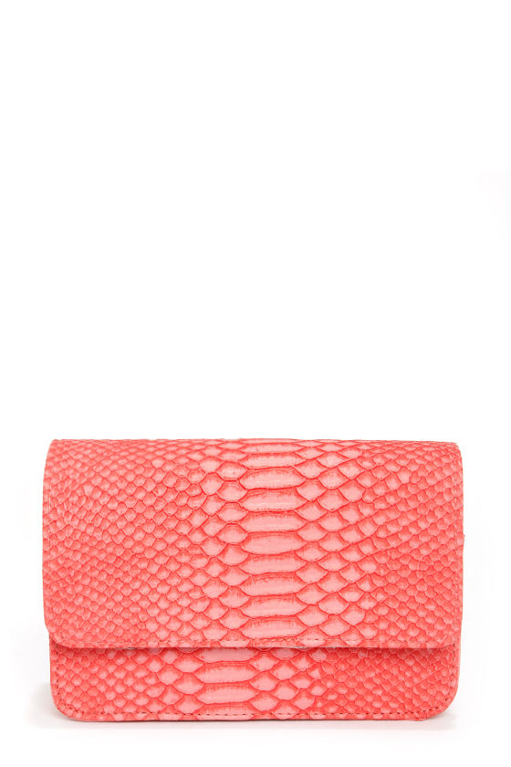 coral clutch purse