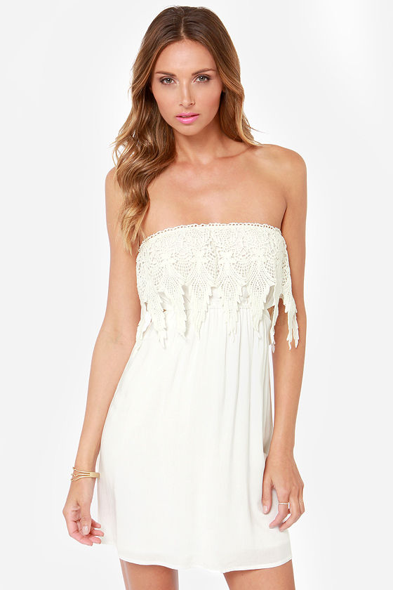 Cute Ivory Dress - Strapless Dress - Crochet Dress - $38.00 - Lulus