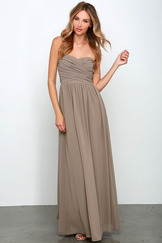 Royal Engagement Strapless Mocha Brown Dress 1
