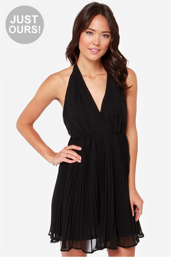Pretty Black Dress - Pleated Dress - Halter Dress - $42.00 - Lulus