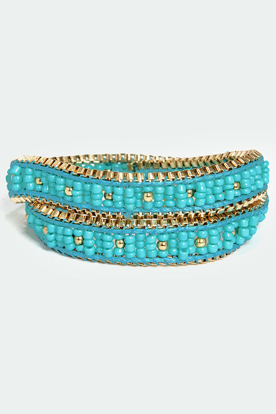 Pretty Turquoise Bracelet - Beaded Bracelet - Wrap Bracelet - $17.00 ...
