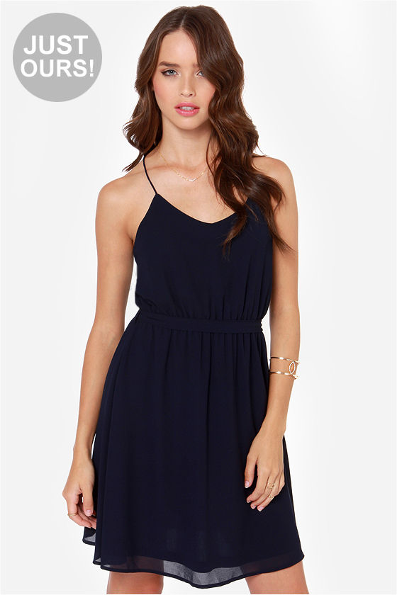 Pretty Navy Blue Dress - Sleeveless Dress - Racer Back Dress - $37.00 ...