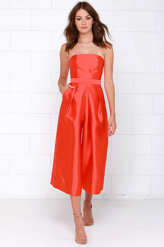 Cameo Living Proof Red Orange Midi Jumpsuit 2
