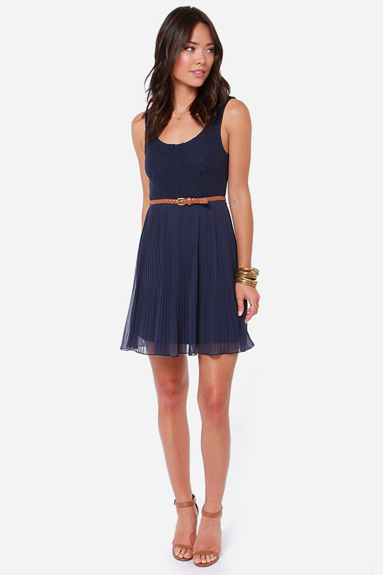 Others Follow Molly Navy Blue Lace Dress 1