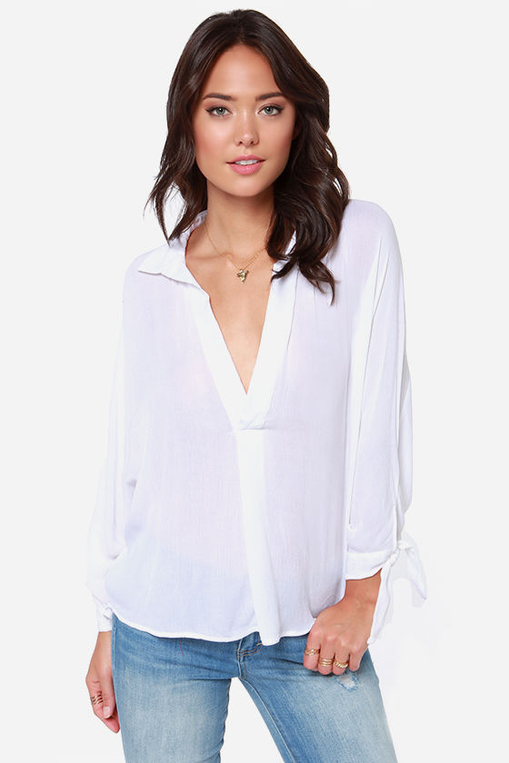 Cute Long Sleeve Top - White Top - White Blouse - $59.00 - Lulus