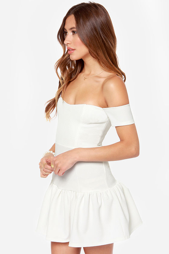 Sexy Ivory Dress - Off-the-Shoulder Dress - White Dress - $47.00
