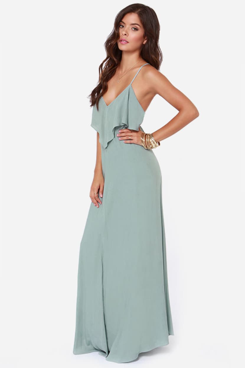 lulus sage green maxi dress Sage Green Maxi Dress - Convertible Maxi Dress - Satin Dress