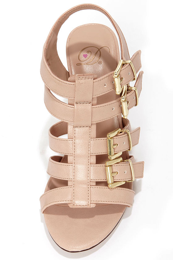 Cute Blush Shoes - Caged Sandals - High Heel Sandals - $25.00