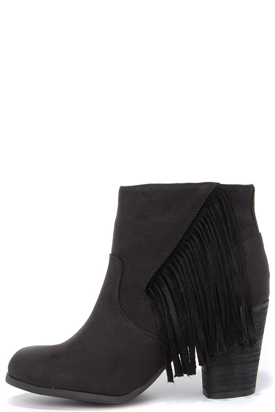 madden girl black suede booties