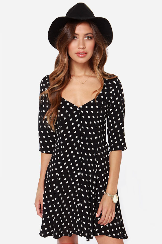 for love and lemons black floral dress