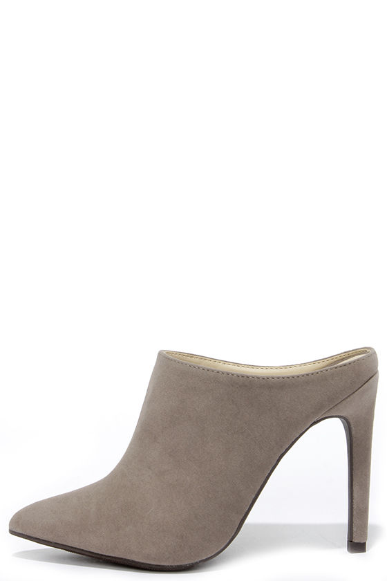 Nice Profile Taupe Suede Pointed Mules